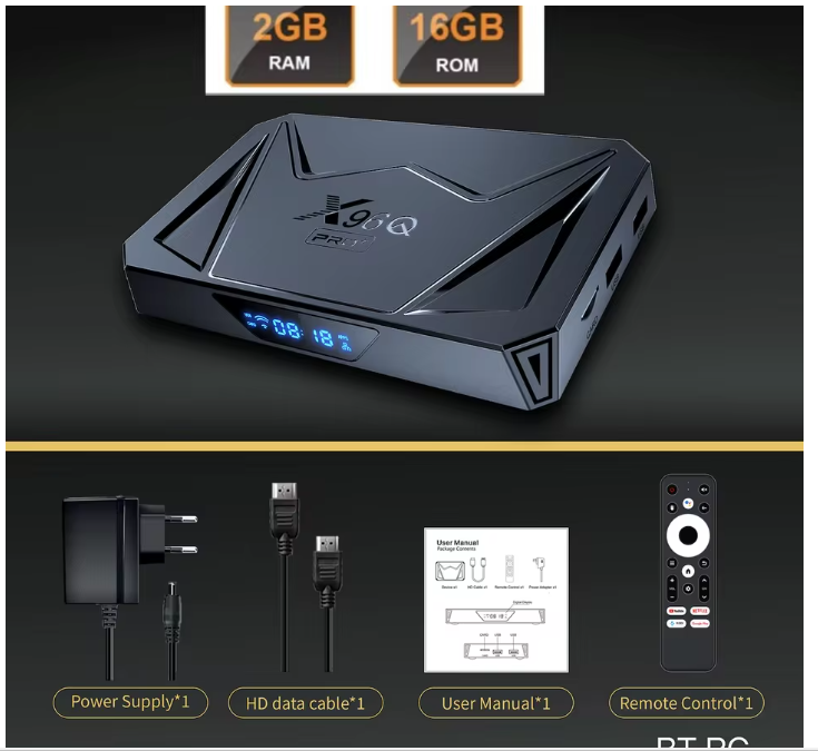 X96Q PRO+ Android 14.0 TV BOX Allwinner H728 Quad Core 2G+16G/4G+32G/64G 1000M LAN Wifi6 X96Q PRO PLUS: Gold / US Plug