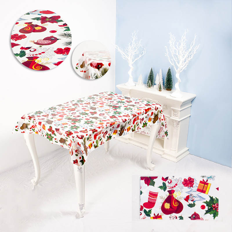 Gedrukt Tafelkleed Desktop Sfeer Layout Voor Kerst Decoratie Pvc Christmas Party Home Diy Wegwerp Tafelkleed: Style 6