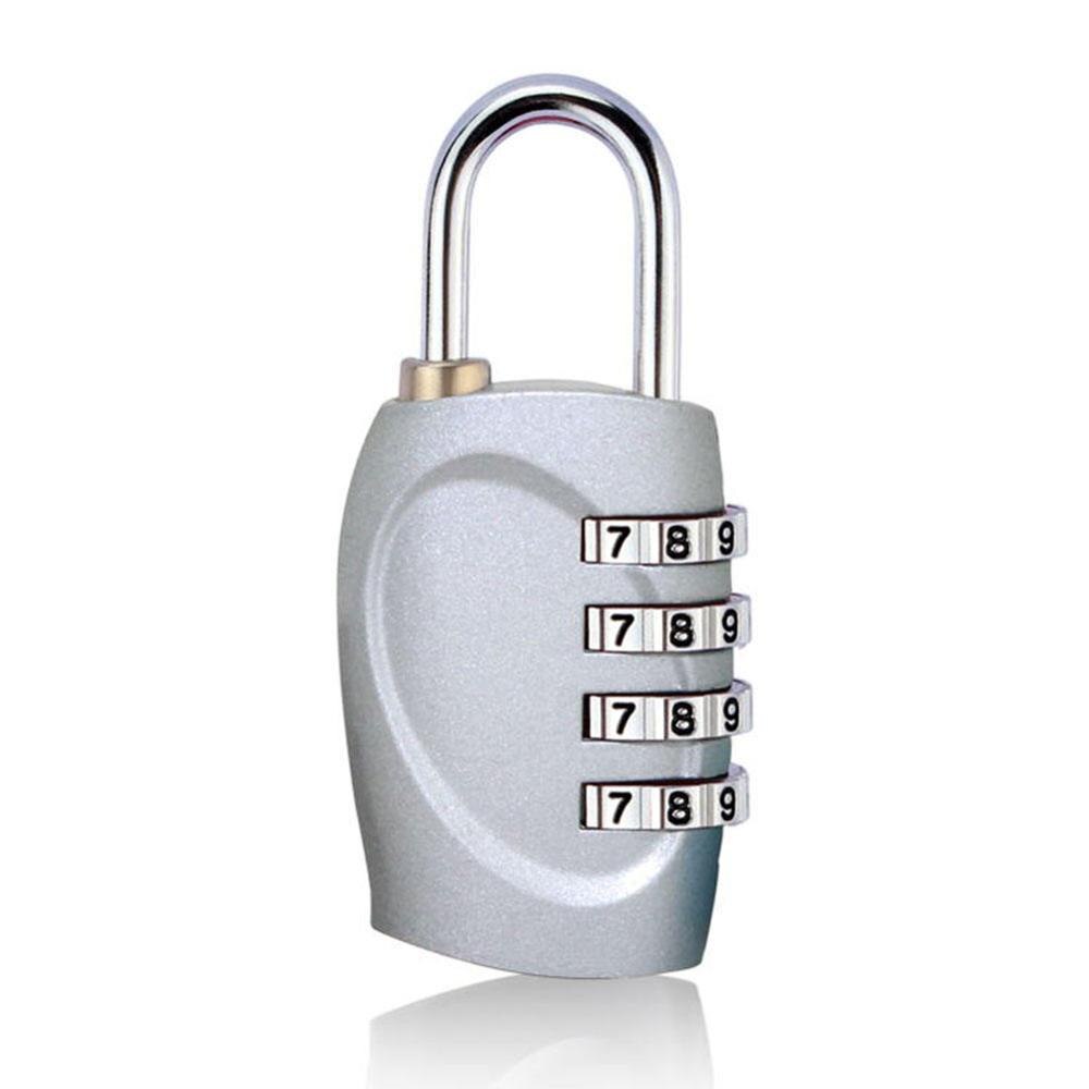 4 Dial Digit Password Lock Combination Suitcase Luggage Metal Code Password Locks Padlock Travel Safe Anti-Theft Cijfersloten: Silver