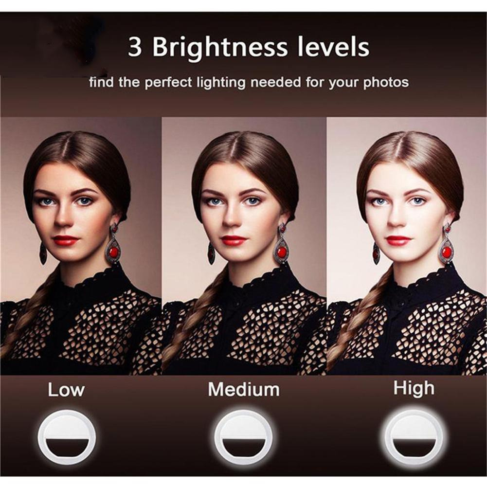 Led Selfie Ring Light Portable Rechargeable Fill-in Flash Led Light 3 Light Settings 36 Led Beads For Video Makeup Photography
