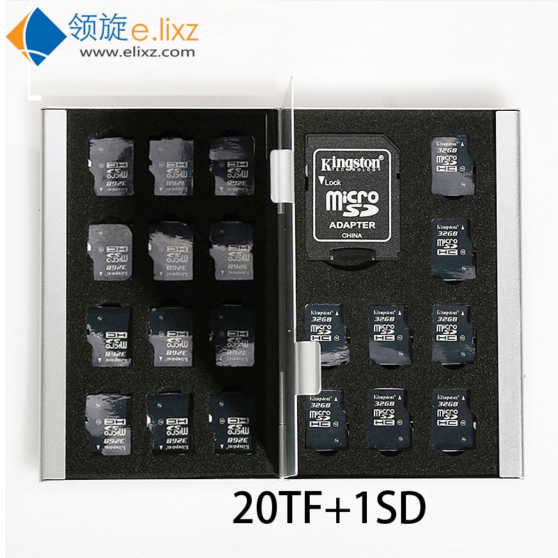Zilver Rood Blauw Goud 21 In 1 Aluminium Opbergdoos Tas Memory Card Case Wallet Grote Capaciteit Voor 1 * Voor Sd 20 * Mirco