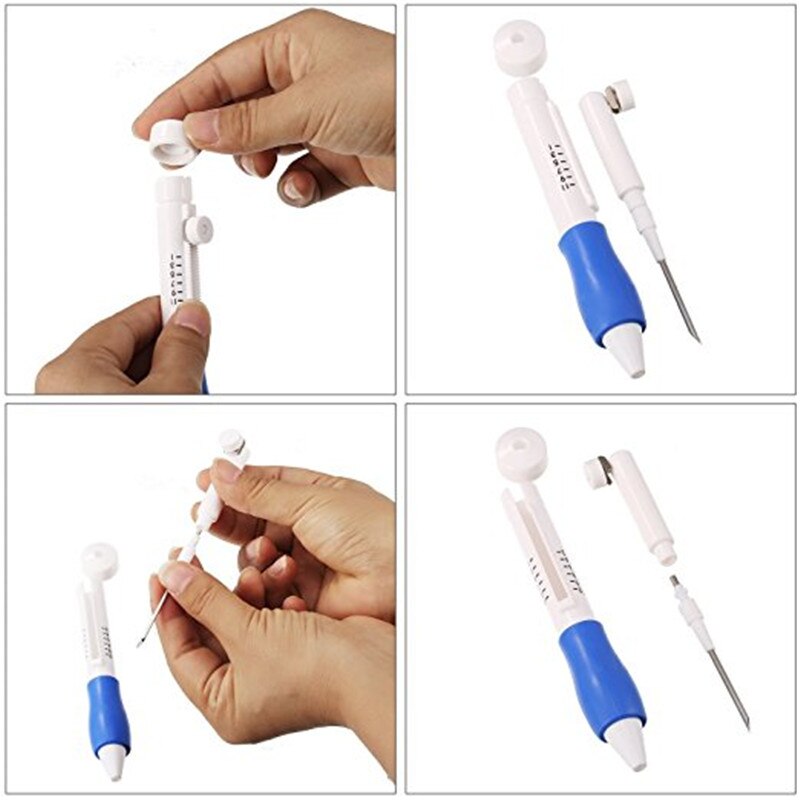 Bolígrafo de costura bordado mágico, conjunto de agujas de punzón, 2 uds., Kit de aguja de punzón con patrones bordados, herramienta de artesanía de costura de punto con funda