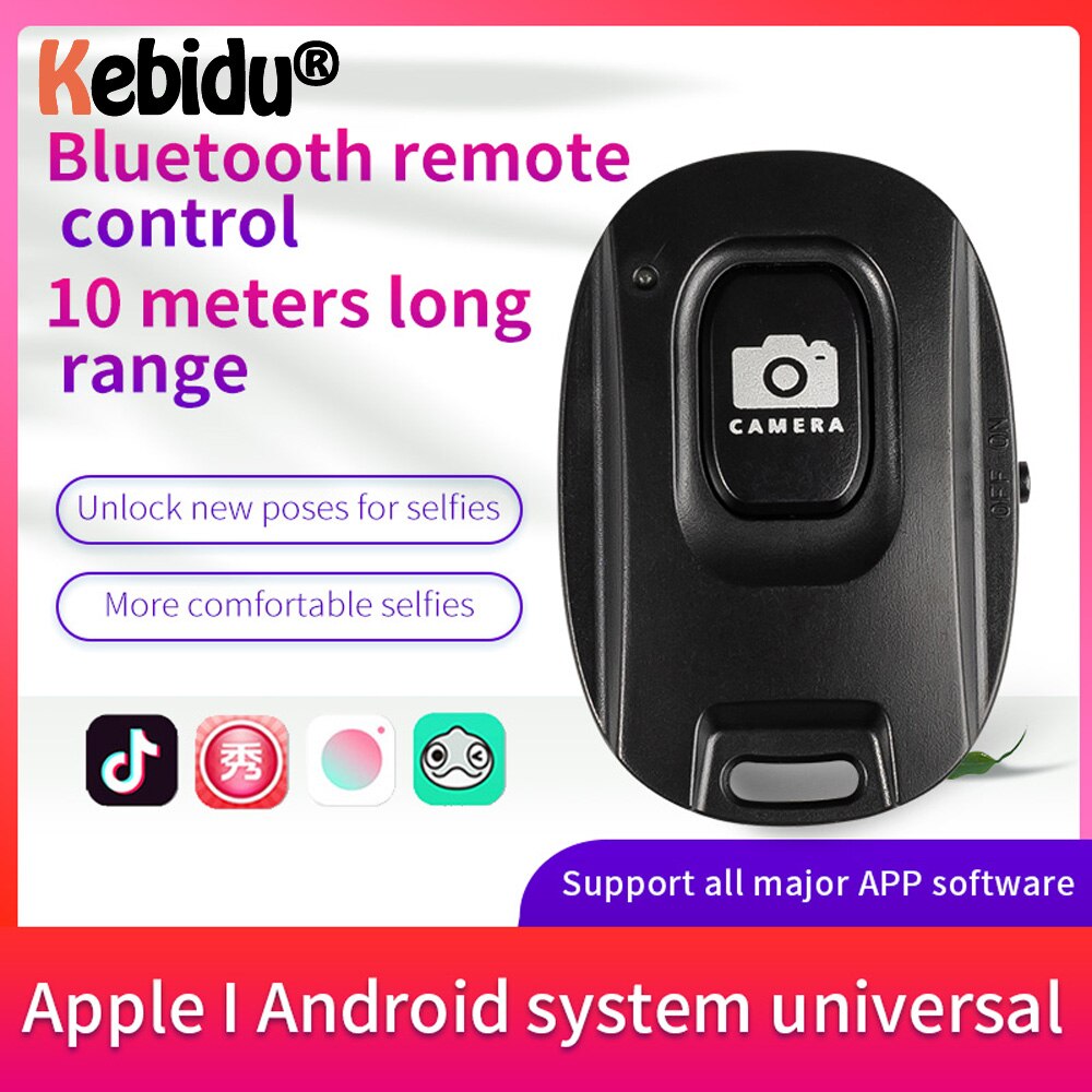 Kebidu – Mini télécommande sans fil Bluetooth, bouton de déclenchement, retardateur, bâton de caméra, libération du téléphone, bâton de Selfie