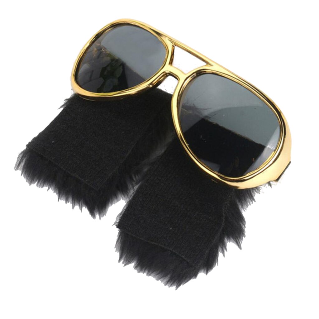 Lunettes de soleil dorées pour la barbe 70s, accessoires pour Costume Disco, fantaisie