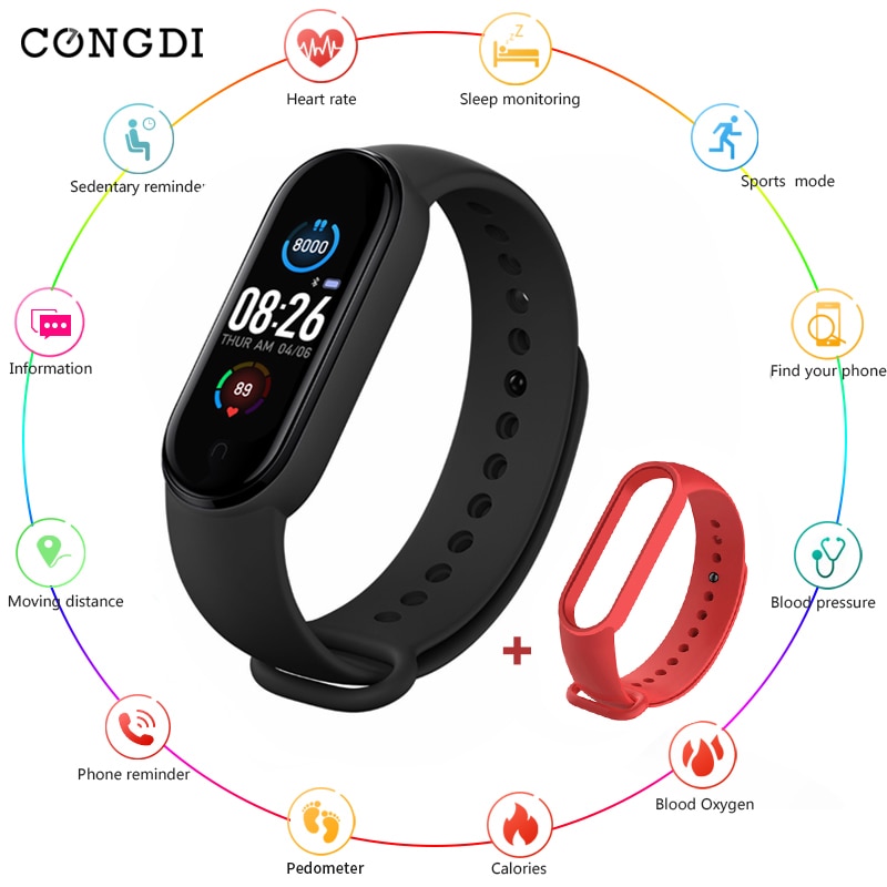 M5 Smart Watch Bluetooth Fitness Tracker pedometro cardiofrequenzimetro promemoria chiamate pressione sanguigna Smartband per IOS Android