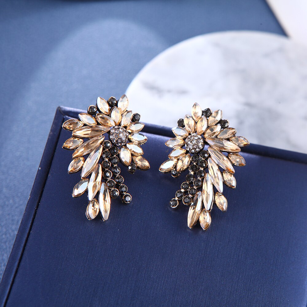Ztech Luxury Big Champagne Rhinestone Series Vintage Earrings For Women Gilrs Statement Trend Boho Jewelry Brincos Pendientes