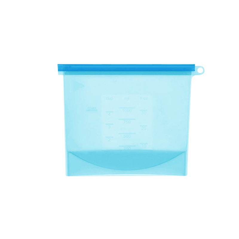 Silicone Food Preservation Bag Reusable Airtight Seal Bags For Vegetable Liquid Snack Meat Microwave Heating Tools 500/1000ML: 500ml blue