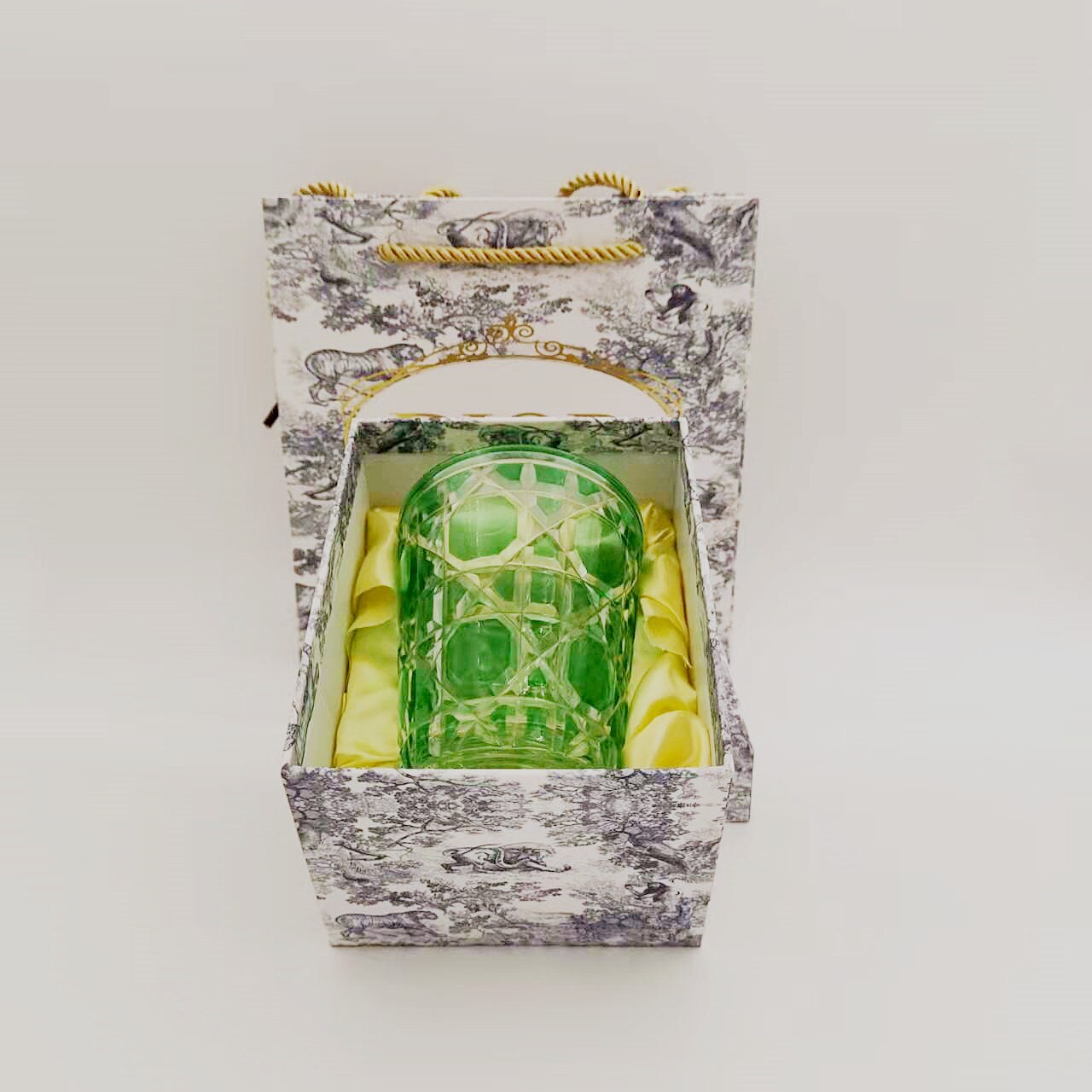 Whiskey Glass Lattice Cup Luxury Set Box Glass Cup Bar Wine Set Restaurant High-end Packaging Bar Cup: green