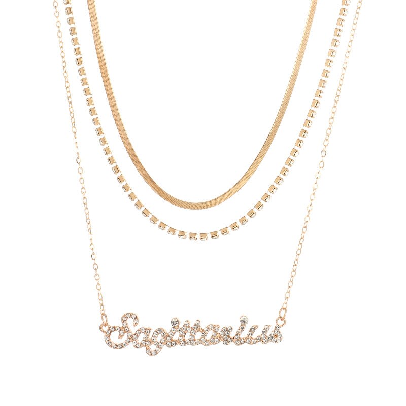 3 Stk/set Multilayer Sterrenbeeld Hanger 12 Constellation Ketting Horoscoop Ram Leeuw Schorpioen Snake Chain Choker Verjaardag Sieraden: Sagittarius