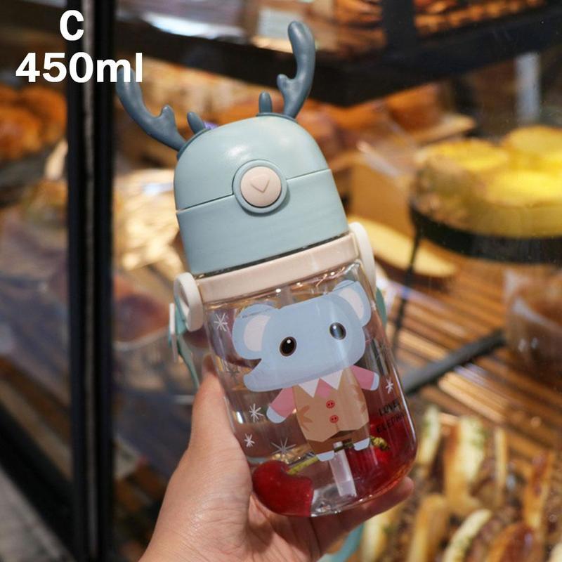 250Ml Kinderen Grappig Whale Water Spray Drinkbeker Cartoon Met Cups Kinderen Flessen Lekvrij Rietjes Drinken Draagbare Fe t5E7: C1