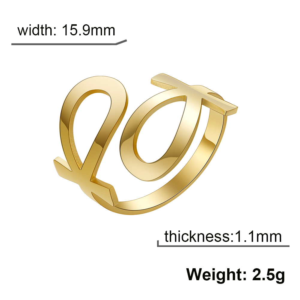 LIKGREAT Egitto Ankh Croce Anelli per le donne Anello da dito regolabile con cuore in acciaio inossidabile Gioielli religiosi egiziani Regalo di nozze: champagne Oro