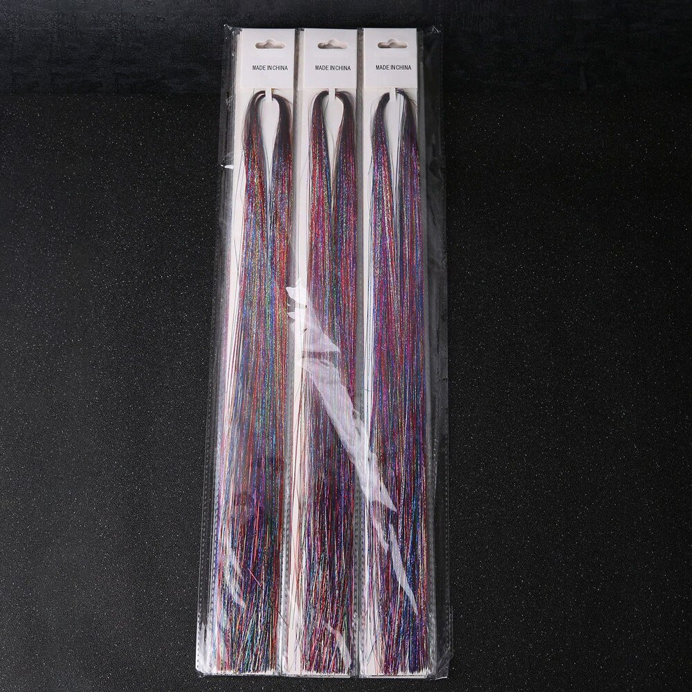 Hair Tinsel Strands Of Hair Colored Hair Strands Glitter Hair Extensions For Braids Hair Dazzle Braids With Elastic Extensiones