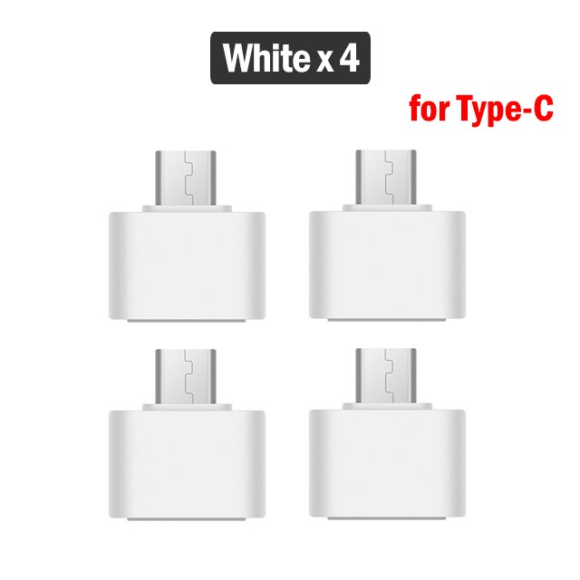 1/2/4 stk usb type-c otg-adapter til samsung galaxy  a50 a60 a70 a31 a41 a51 a71 a12 a22 a32 a42 a52 a72 usb-c otg-stik: 4 stykker (hvide)