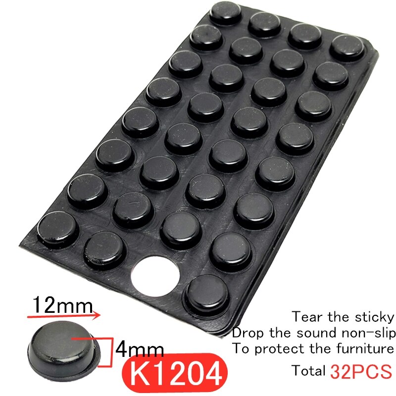 1 sæt selvklæbende sort antiskrid runde gummi kofangerpuder silikone fødder pads klæbrig silikone støddæmper: K1204