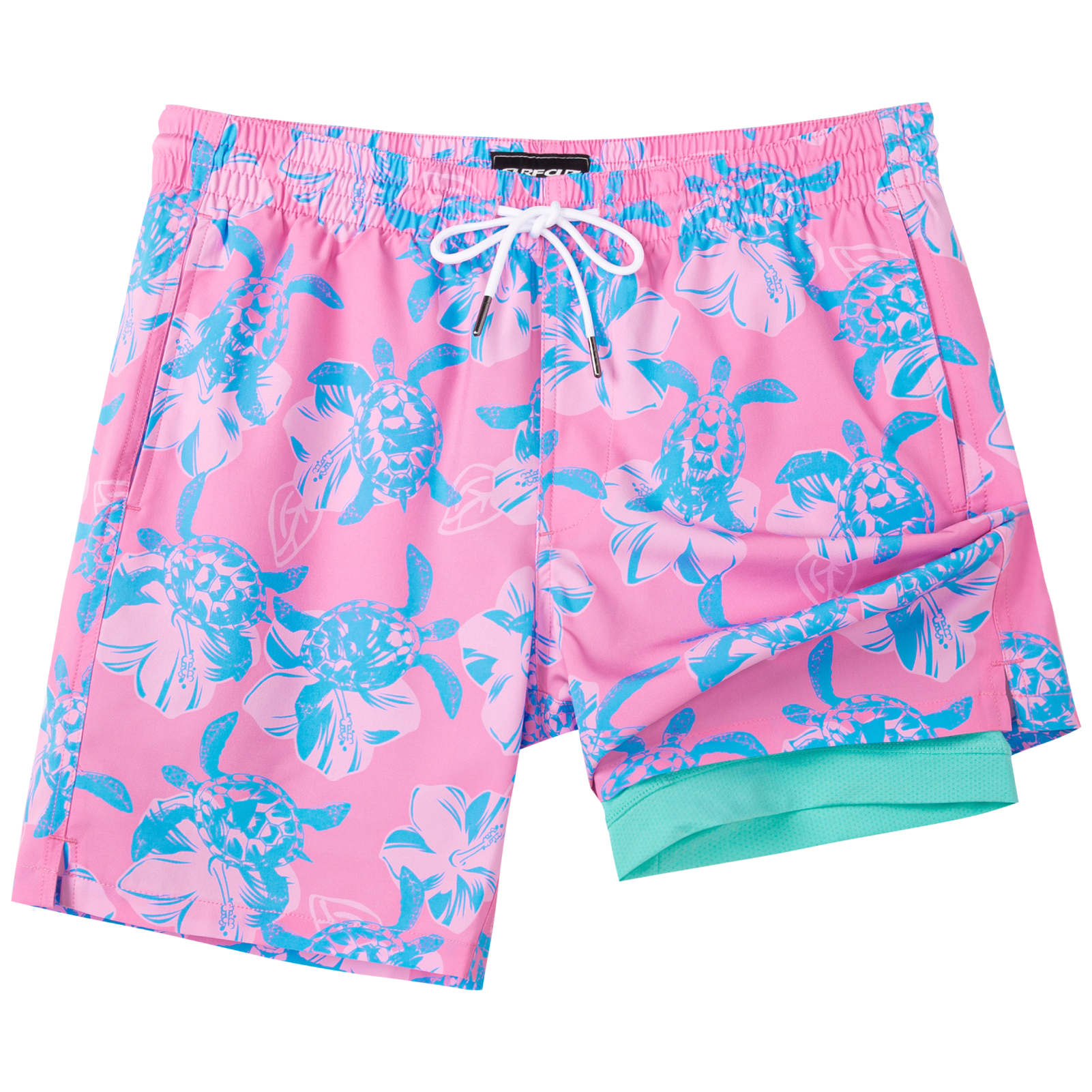 SURF CUZ Mens Swim Trunks with Compression Liner Quick Dry Swim Shorts 7" Swimming Trunks Stretch Bathing Suit Boardshorts