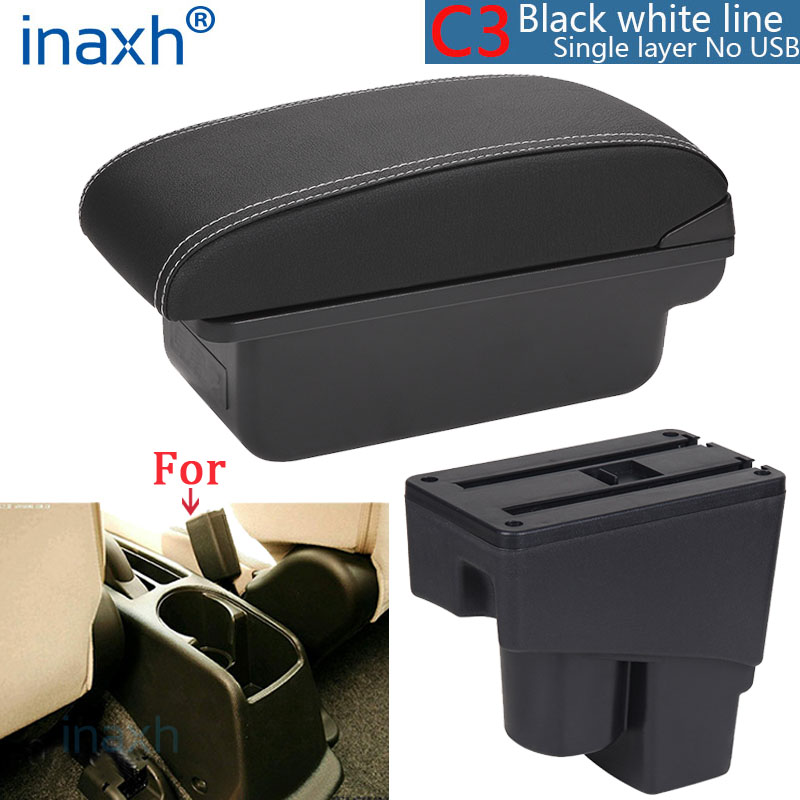 For Honda Jazz Armrest box For Honda Fit Jazz 1 Car Armrest 2003-2007 Arm Storage box car accessories 2003 2004 2005 2006 2007: C3 black white NOUSB
