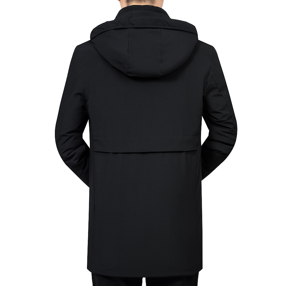 Casual mænd vinterparka mellemlang 2 farver varm jakke outwear vindtæt frakke hætte str. l -4xl