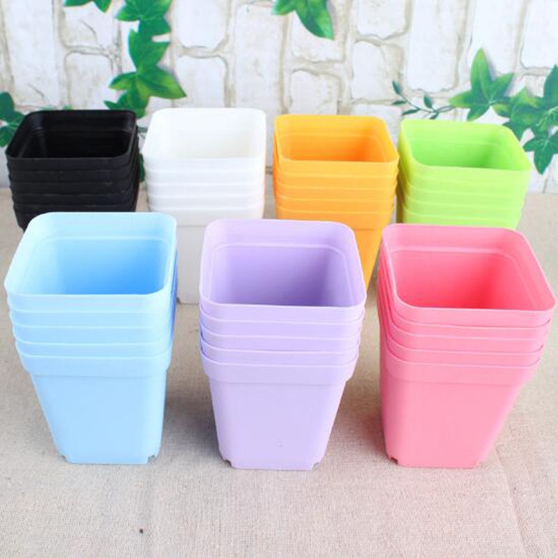 10 sztuk kolorowe plastikowe doniczki kwadratowy kwiat płyta donice na rośliny kreatywny dom leniwy kwiat dostarcza LYQ