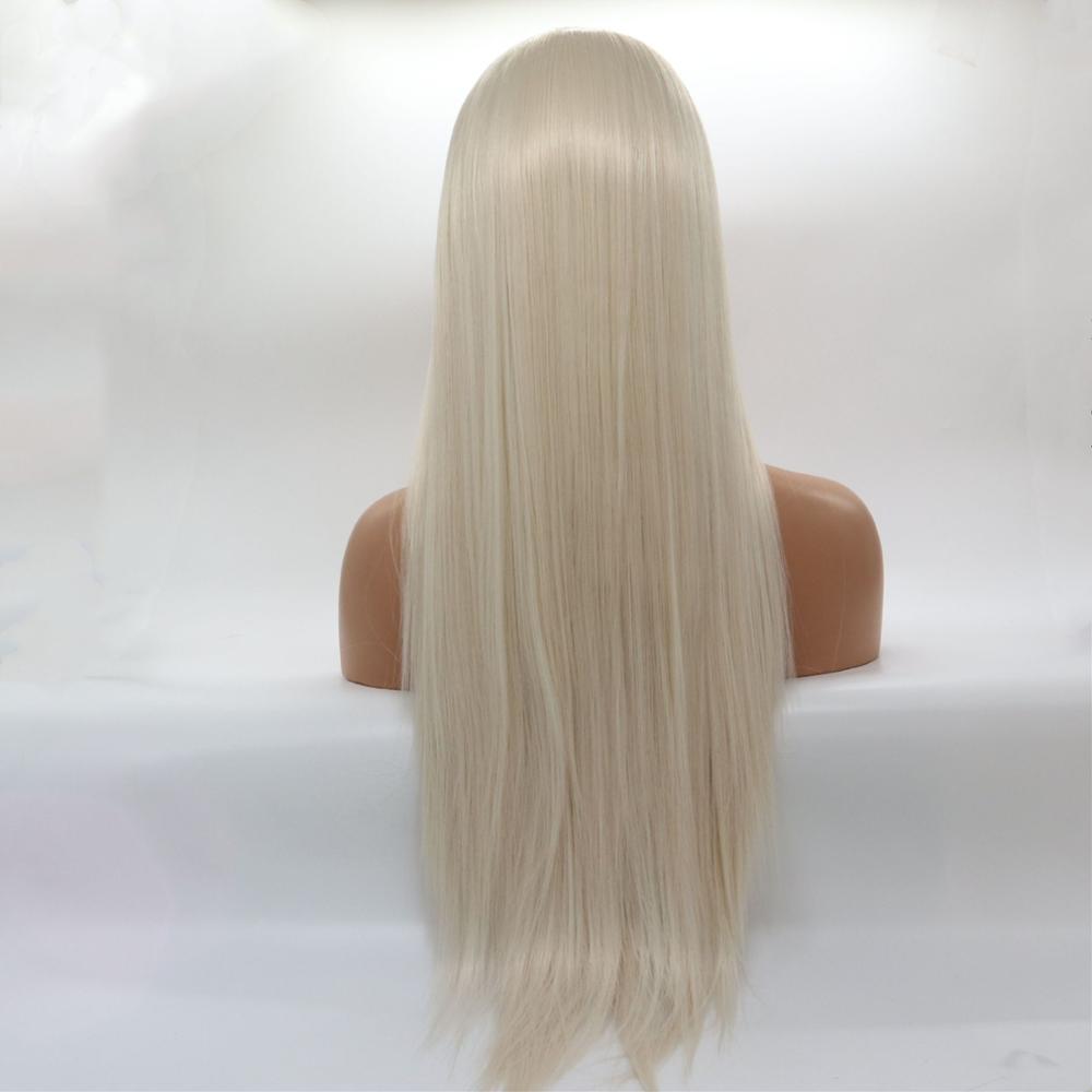 Marquesha White Blonde Synthetic Lace Front Wig Heat Resistant Fiber Silk Straight #60 Lace Front Wigs For Women