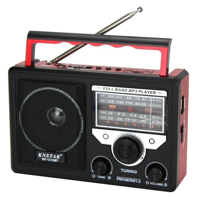 Retro Bluetooth Draagbare Multi Band Radio Ontvanger Fm Radio Sw Korte Golf Plug-In Kaart U Disk MP3 Speler: Red