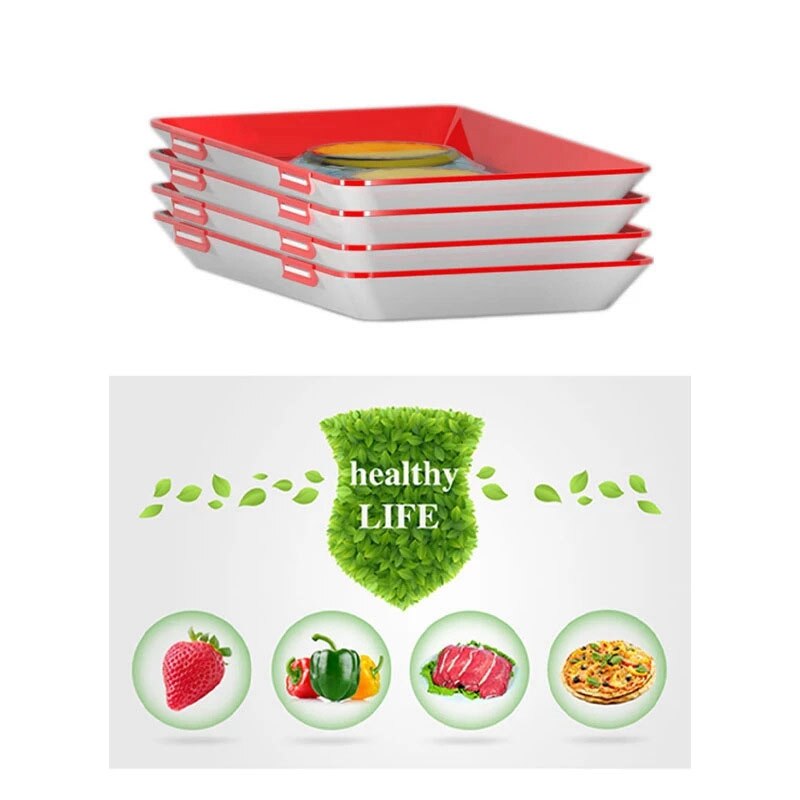 Clever Tray Food Plastic Preservation Tray Kitchen Items Food Storage Container Set Food Fresh Storage Microwave Cover