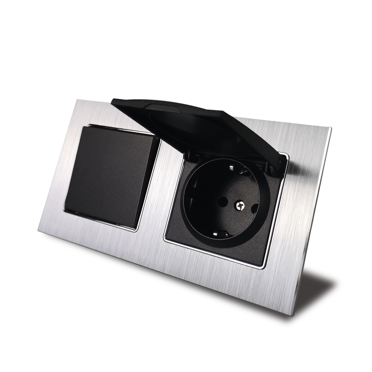 1 2 3 Gang Kortstondige Reset Schakelaar Met Led Diy Grey Silver Metal Brushed Frame 16A Eu Frans Sockets Usb tv Data Cat6 Outlet