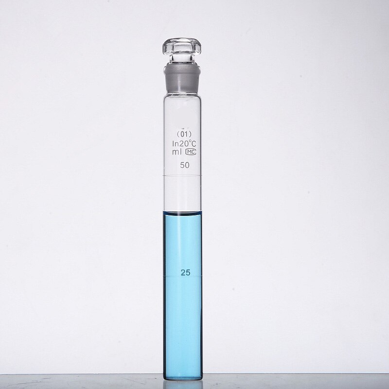 1 stk 10ml,25ml,50ml 100ml glas farve sammenligningsrør kolorimetrisk cylinder nessler glasrør med prop