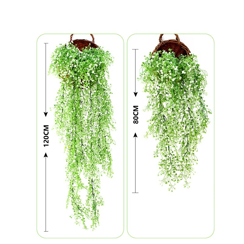 2PCS Artificial Hanging Plants Gypsophila 120CM PP Plant Greenery Green Leafs wall decor bathroom accessories
