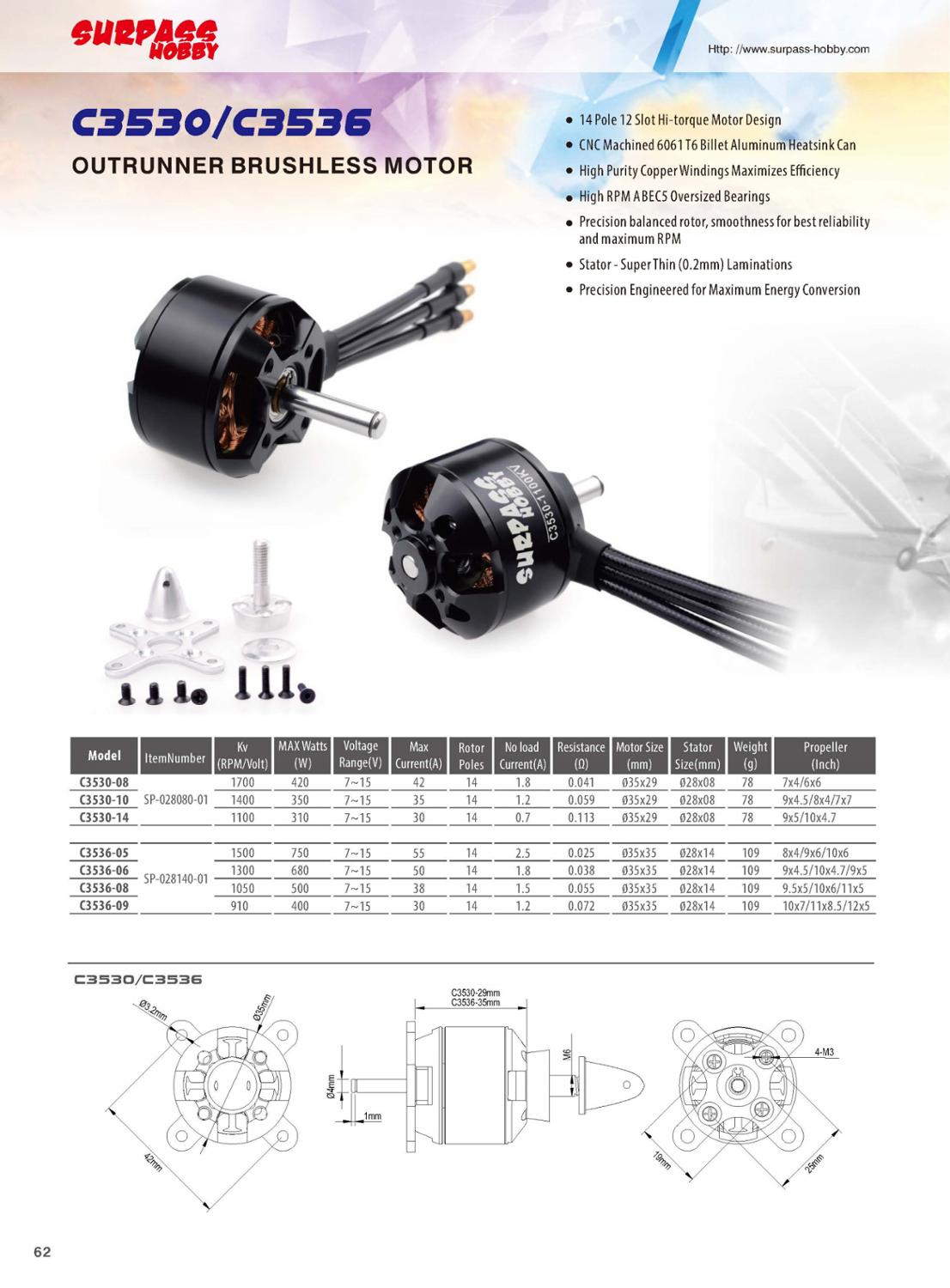 przewyższać hobby C3536 bezszczotkowy silnik 2814(3536) 910KV 1050KV 1300KV 1500KV 14 biegunów dla RC samolot szybowiec o stałym skrzydle Warbirds