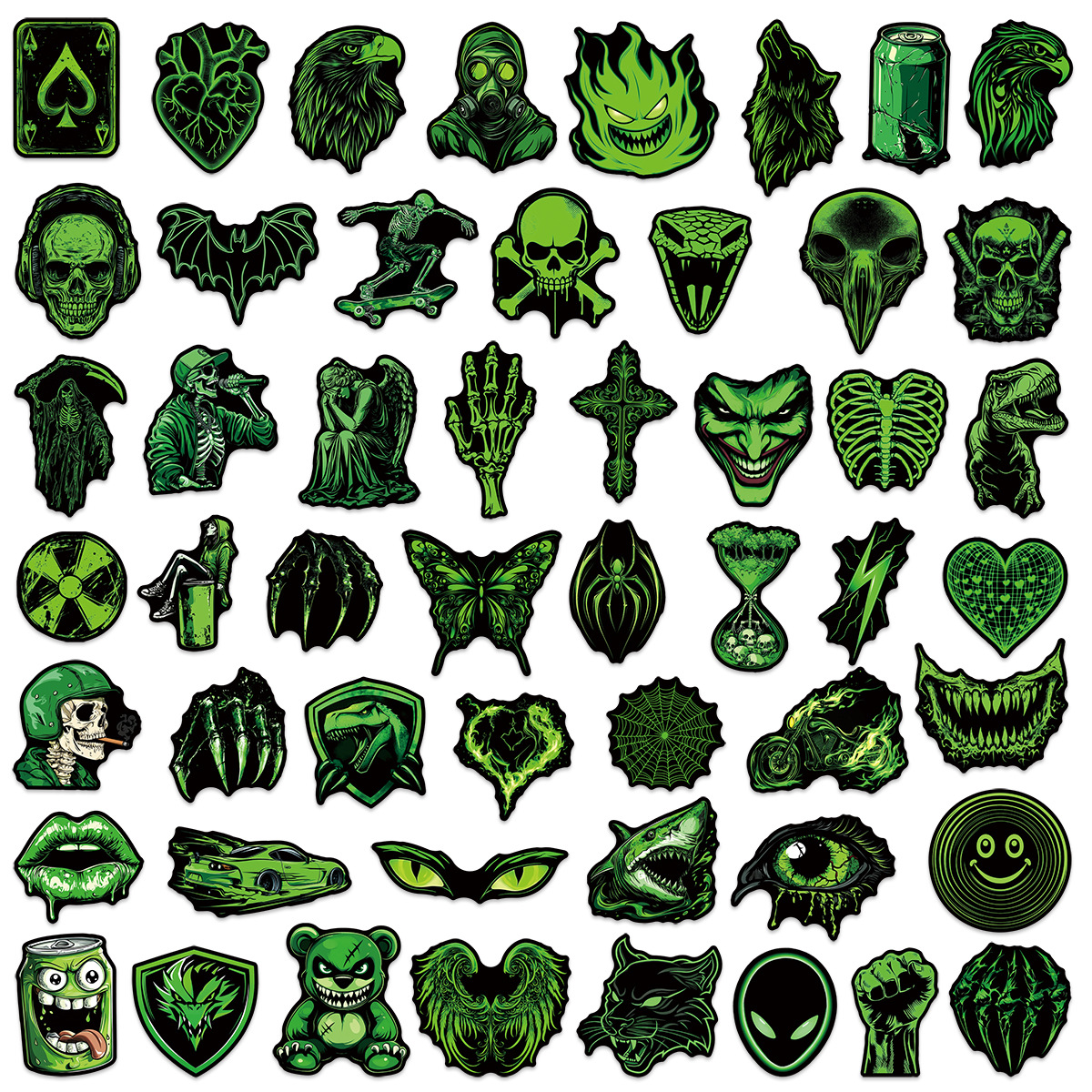 50Pcs Horror Monster Stickers Cool DIY Stickers Scrapbooking Phone Luggage Waterproof Decals
