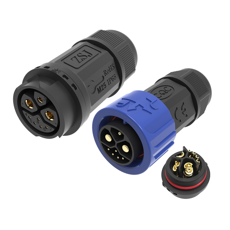 Outdoor Wasserdicht M23 2 + 1 + 5 Selbstsichernde Lade Stecker Männlich Weiblich Signal Integrierte Geschweißte Draht Batterie Steckdose IP67: Armee Grün