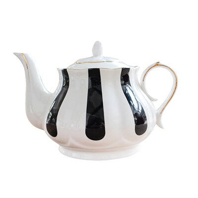 860ml engelsk eftermiddagste sæt tekande ben porcelæn bølgepunkt stribe håndmalet guldpotte kaffekande simpel kedel: B stil