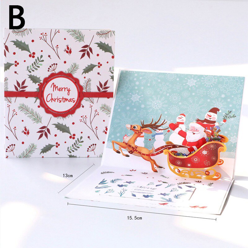 Christmas Pop UP Santa 3D Greeting Card Year Greeting Card Party Invitations Business Card Postcard Merry Christmas: B