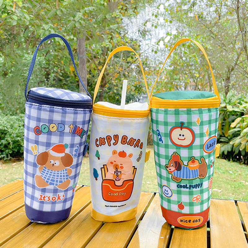 Bolsa de mano portátil para té de la leche, bolsa de preservación del calor, bolso ecológico, cubierta de taza aislada, accesorios para vasos
