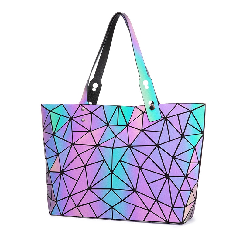 Realer, conjunto de bolsos de mano para mujer, bolsos cruzados para mujer, , bolso de hombro luminoso geométrico, bolso femenino y bolso de mano con cartera: Tote-2