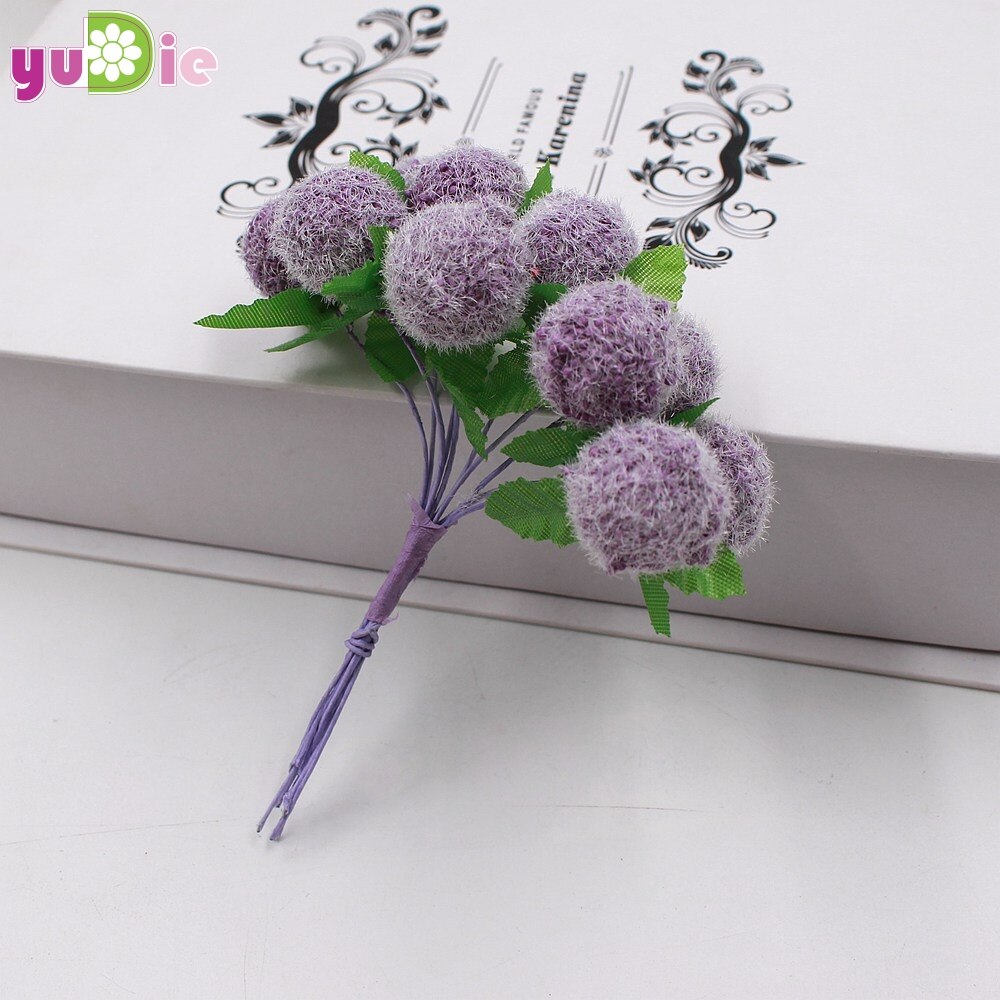 10 Stks/partij Kleine Boeket Kunstbloemen Meeldraden Cherry Berry Kerst Festival Party Decor: Paars