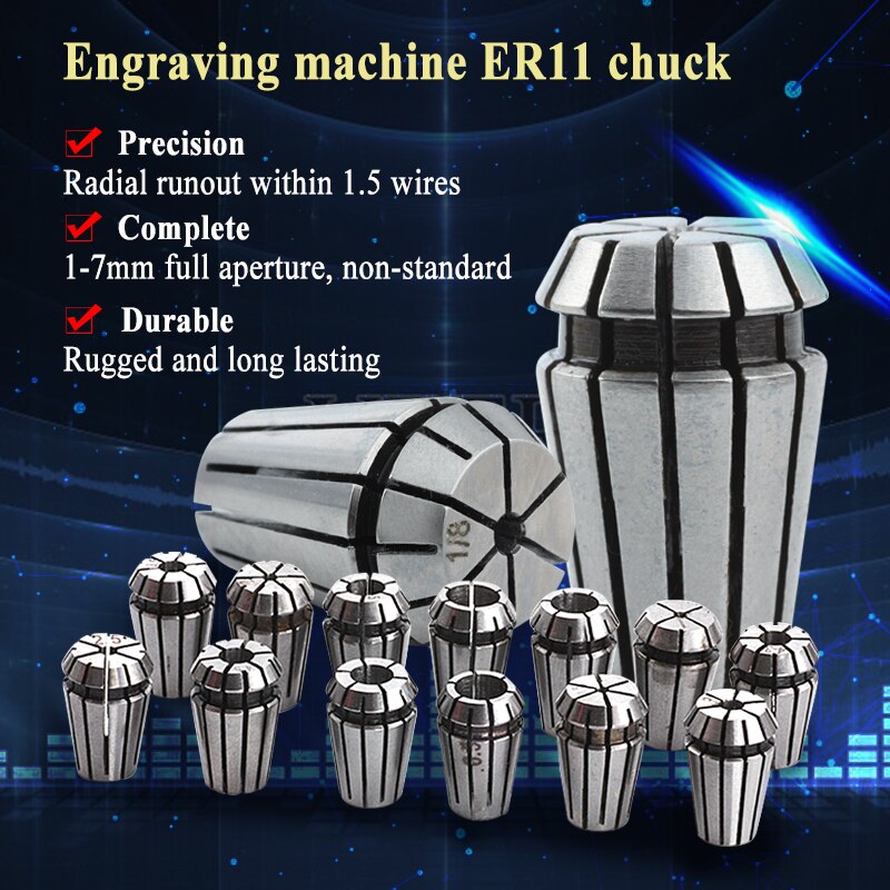 13Pcs ER11 Collet Chuck Cnc Spindel ER11 Spantang Draaibank Gereedschaphouder Pinza ER11 Collet Set Van 1-7mm Voor Cnc Frezen Schuim Tool