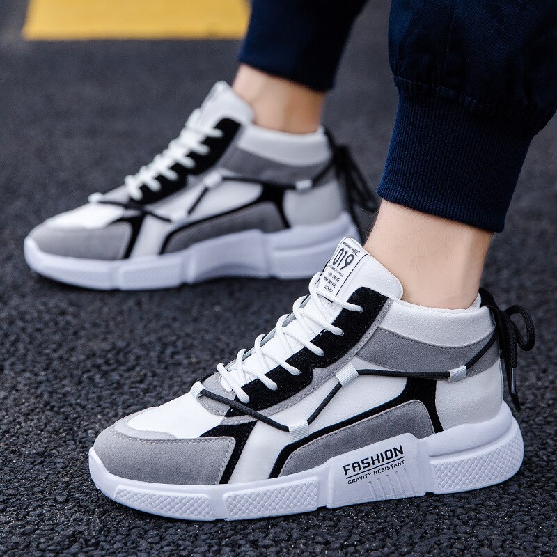 Aizhetu high top sko mænd fritidssko ins sneakers mænd sko efterår mandlige sko: Grå / 10