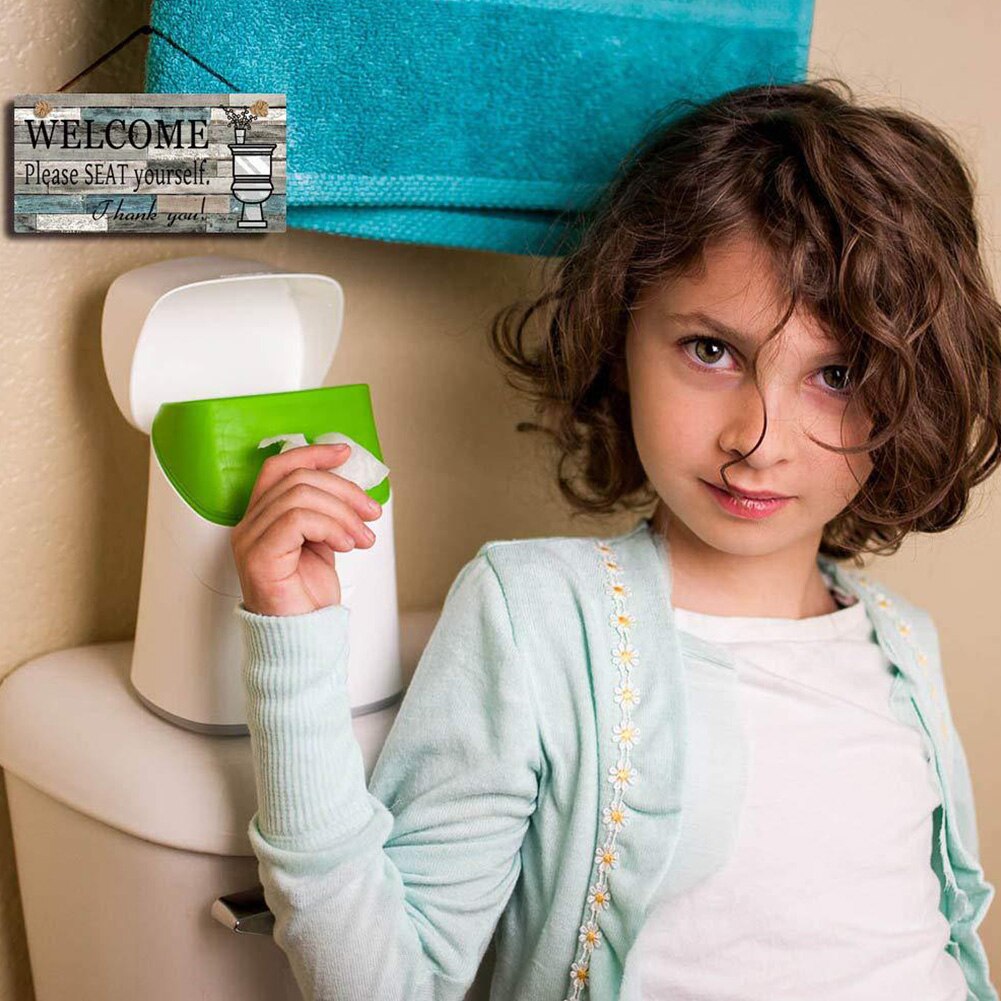 Art Decoration Handmade Rectangular Letter Print Pendant Bathroom DIY Welcome Sign Wood Plaque Vertical Logo Wall Craft Hanging