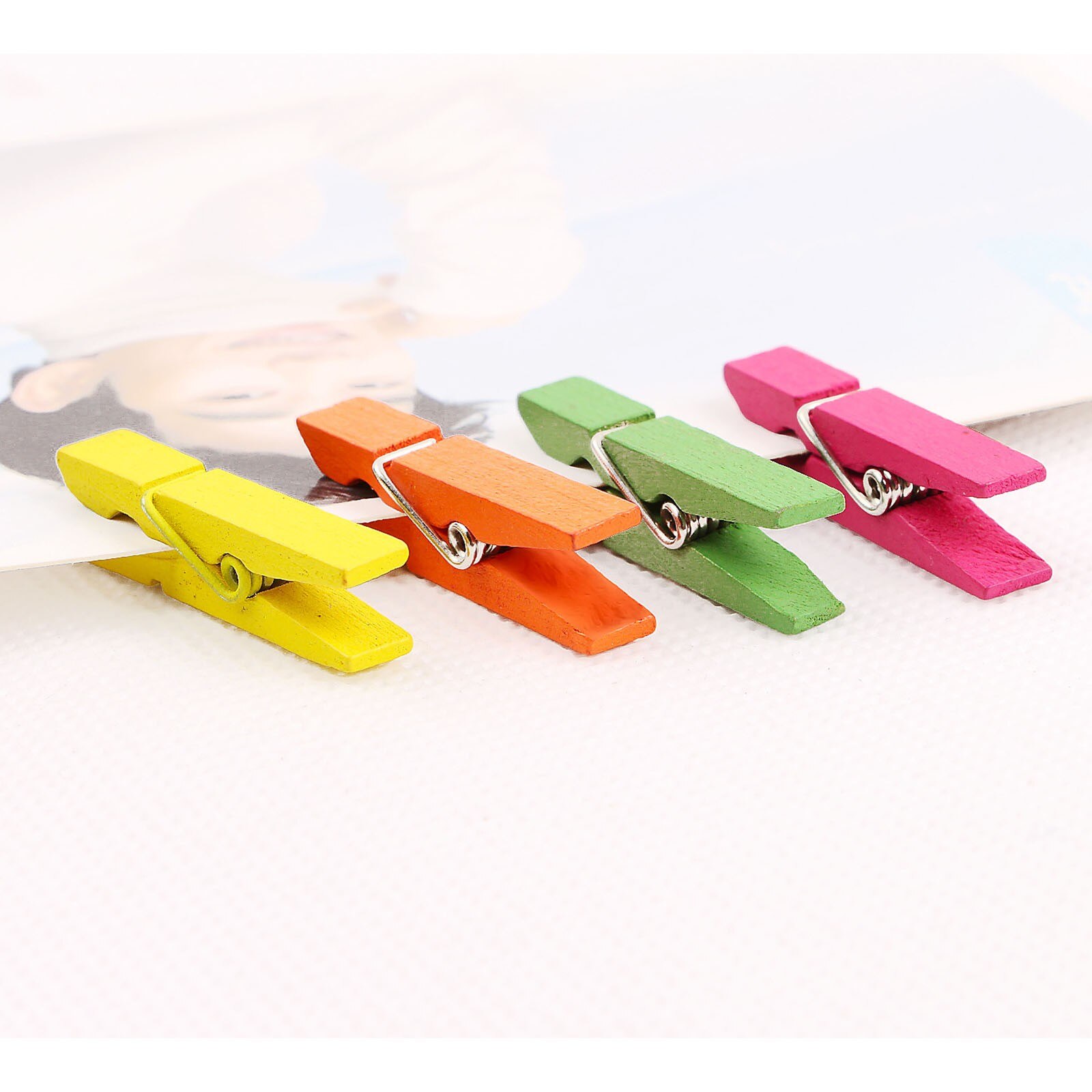 T #100 pièces Mini Clip en bois 1.4 pouces, petite taille, pinces à vêtements, pinces à linge, pinces à Photo multicolores, artisanat, accessoires de Scrapbooking