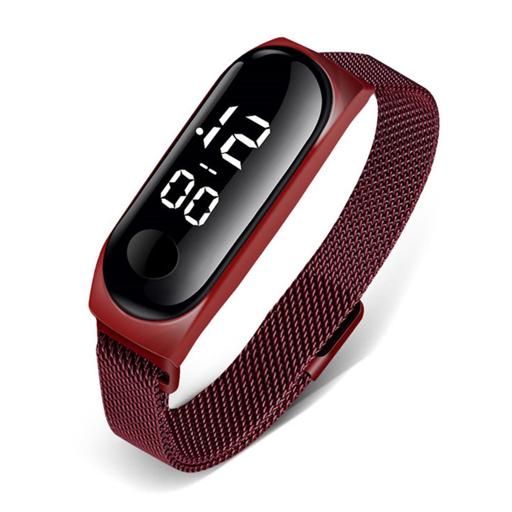 Correa de Metal de acero inoxidable para hombres y mujeres, relojes deportivos electrónicos LED, reloj de lujo para vestir, reloj Digital para mujeres y mujeres