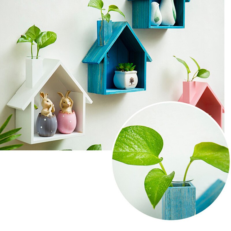 Étagère murale en bois colorée rétro, décoration créative pour maison en forme d'étagère, décoration artisanale pour chambre d'enfants WF925