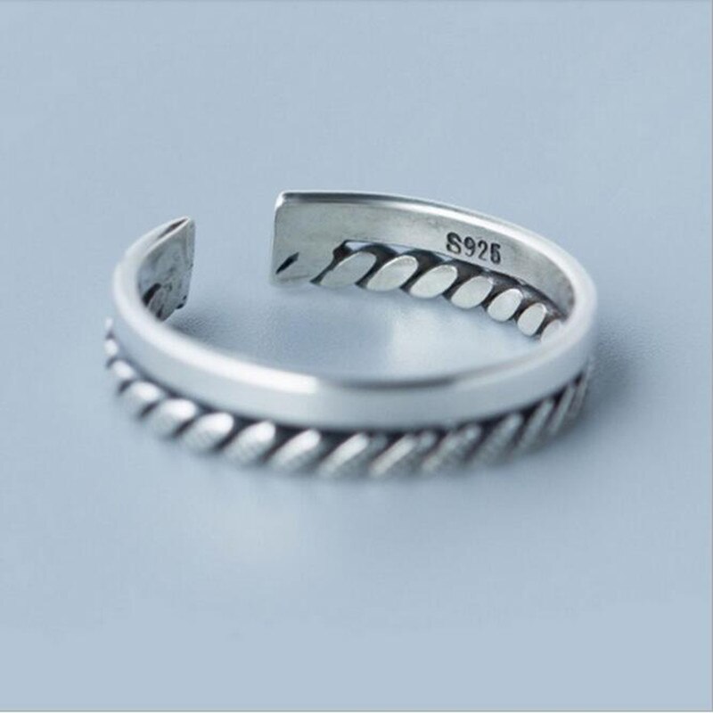 Hermosos, recién llegados, exquisita, a la , Plata de Ley 925, joyería de plata Thai en espiral, apertura suave, anillos femeninos SR249