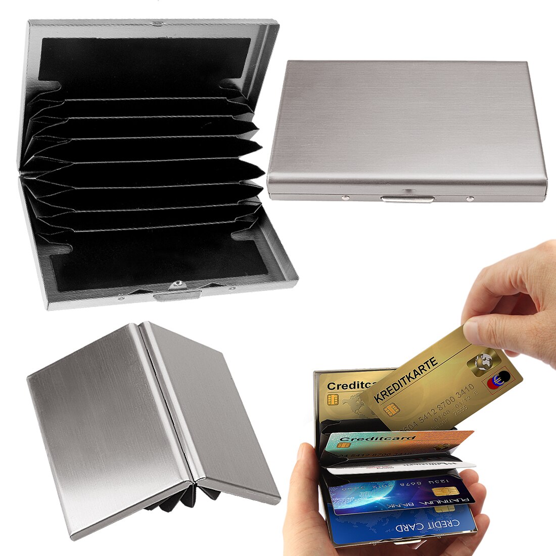 Heren Rvs Card Box Draagbare Mini Credit Id-kaart Business Opslag Effen Kleur Eenvoudige Stijl Metalen Clip Houder voor Werk