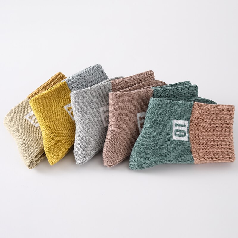 5Pairs/lot Baby Socks Breathable Cotton Children Socks for Girls Boys Cotton Cute Solid Autumn And Winter Toddler Socks