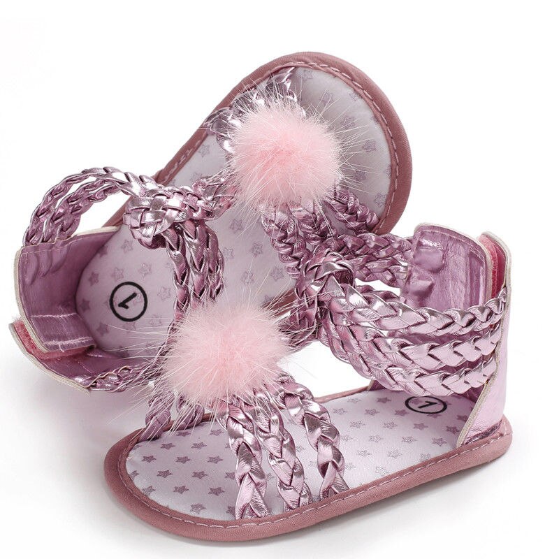 2019 Recém-nascidos Sandálias Tamancos Infantil Da Menina Do Bebê Sandálias de Sola Macia Sapatos Da Criança Verão Sandálias Bowknot: Rosa / 0-6 meses