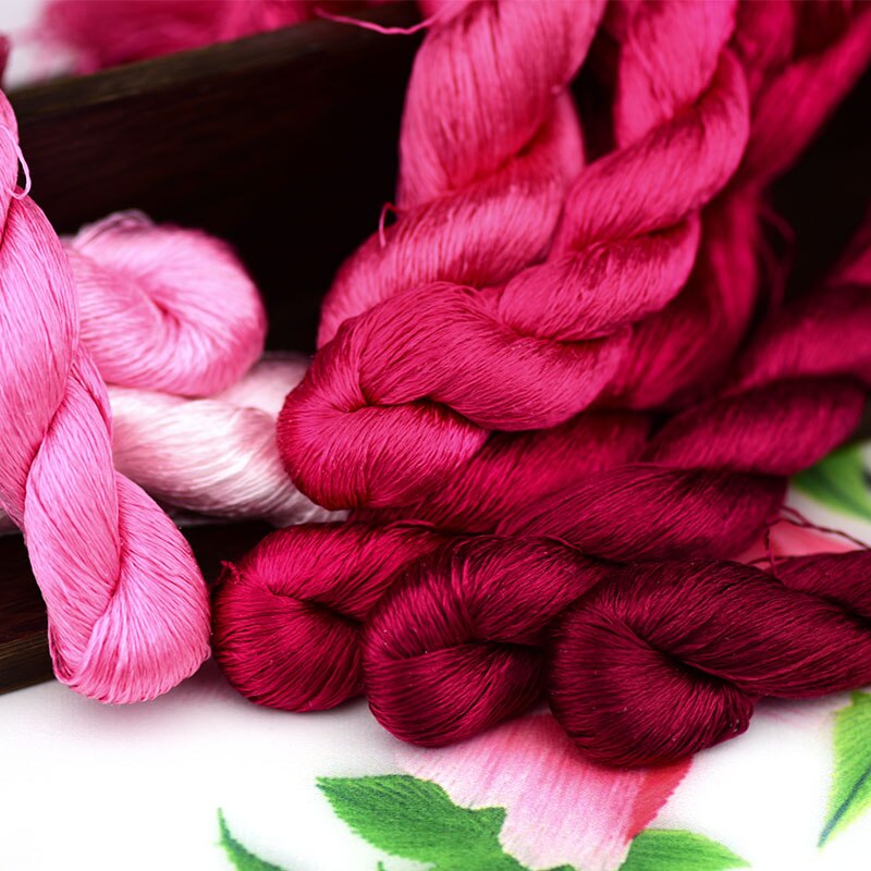 silk embroidery thread / 100% silk thread /hand embroidery embroider cross stitch/rose redseries/8 gradient colors