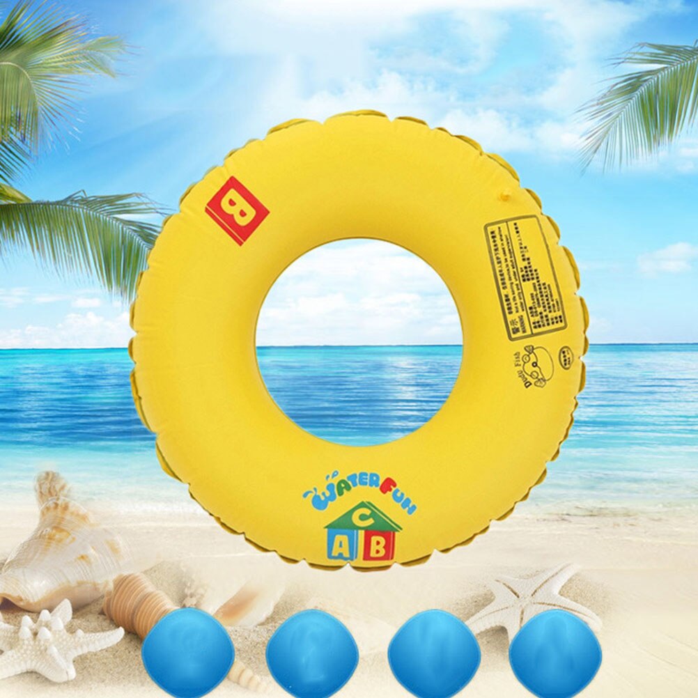 1Pc ABC Inflatable Swim Ring Float Simple Graphics Life Ring Swimming Pool Toy for Adults (Yellow)