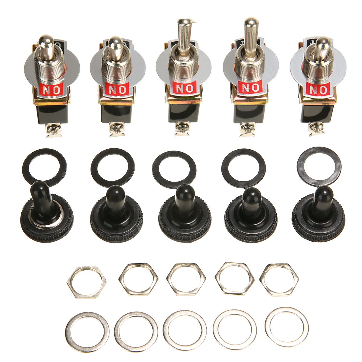 5Pcs Heavy Duty Car Boat Rocker Toggle Switch 15A 250V 2Pin SPST ON/OFF Rocker Switches with Waterproof Boot spst Rocker Switch