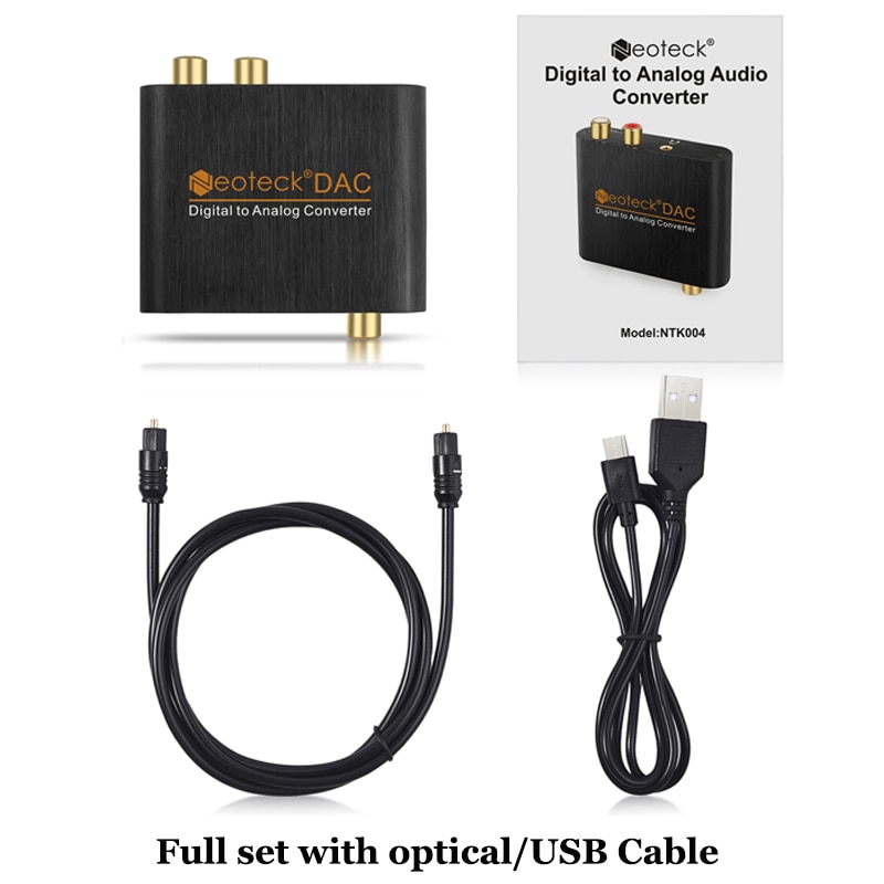 Neoteck Dac Audio Converter Coax Optical Naar Rca 2.1CH Toslink Naar Analoog Audio Converter Rca Met Volumeregeling Voor Amp